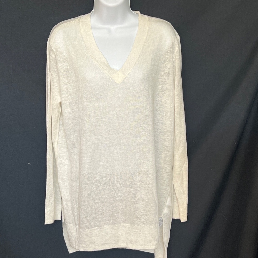 New Joe Fresh Sweater Women's V Neck Long Sleeve Beige Lightweight Sz Large NWT